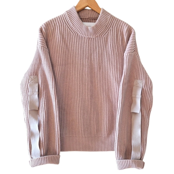 pistola Sweaters - Pistola Taylor Ribbed Cropped Sweater Women's Tabbed Sleeves Blushing Size Large
